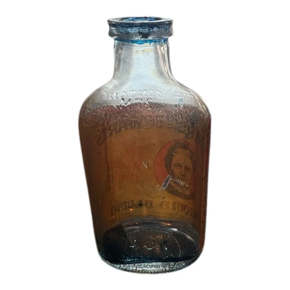 Vintage Mrs. Stewart's Liquid Bluing Bottle 4oz w/ Label‎ – Embossed Glass